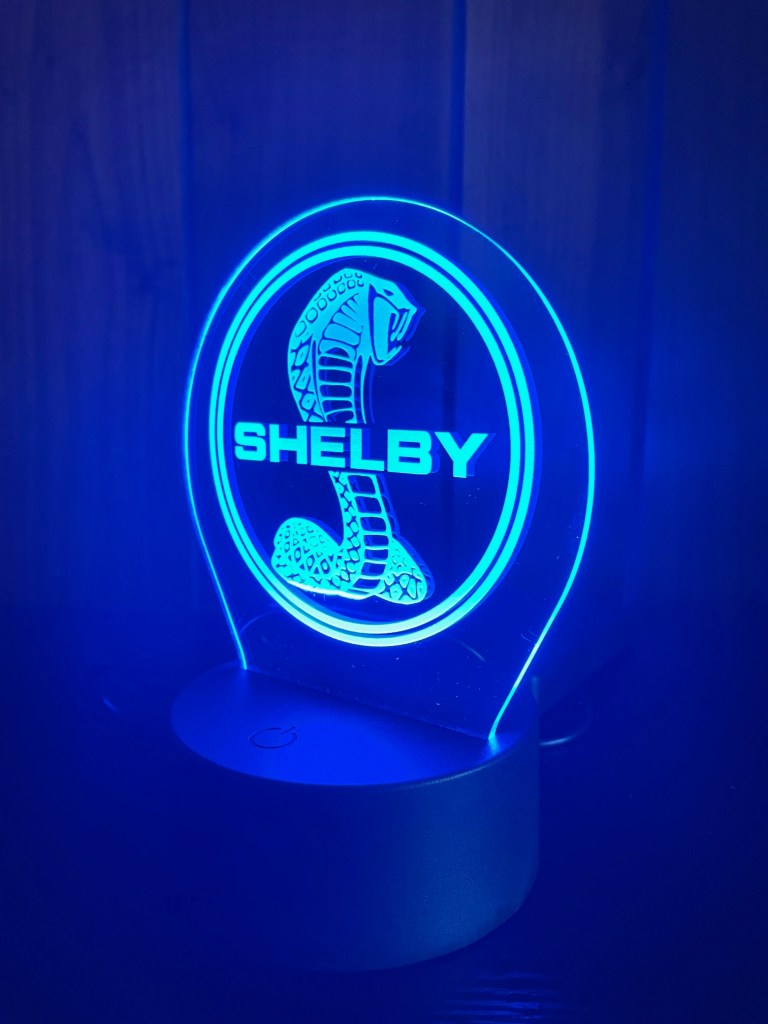 Shelby cobra logo created by laser engraving.